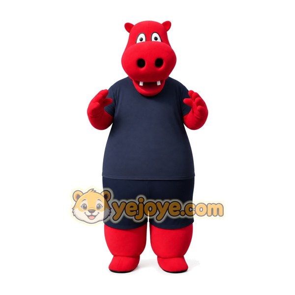 Red Hippo Mascot Costume