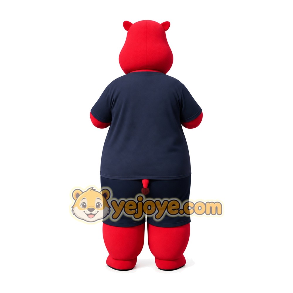 Red Hippo Mascot Costume Red Hippo Mascot Costume
