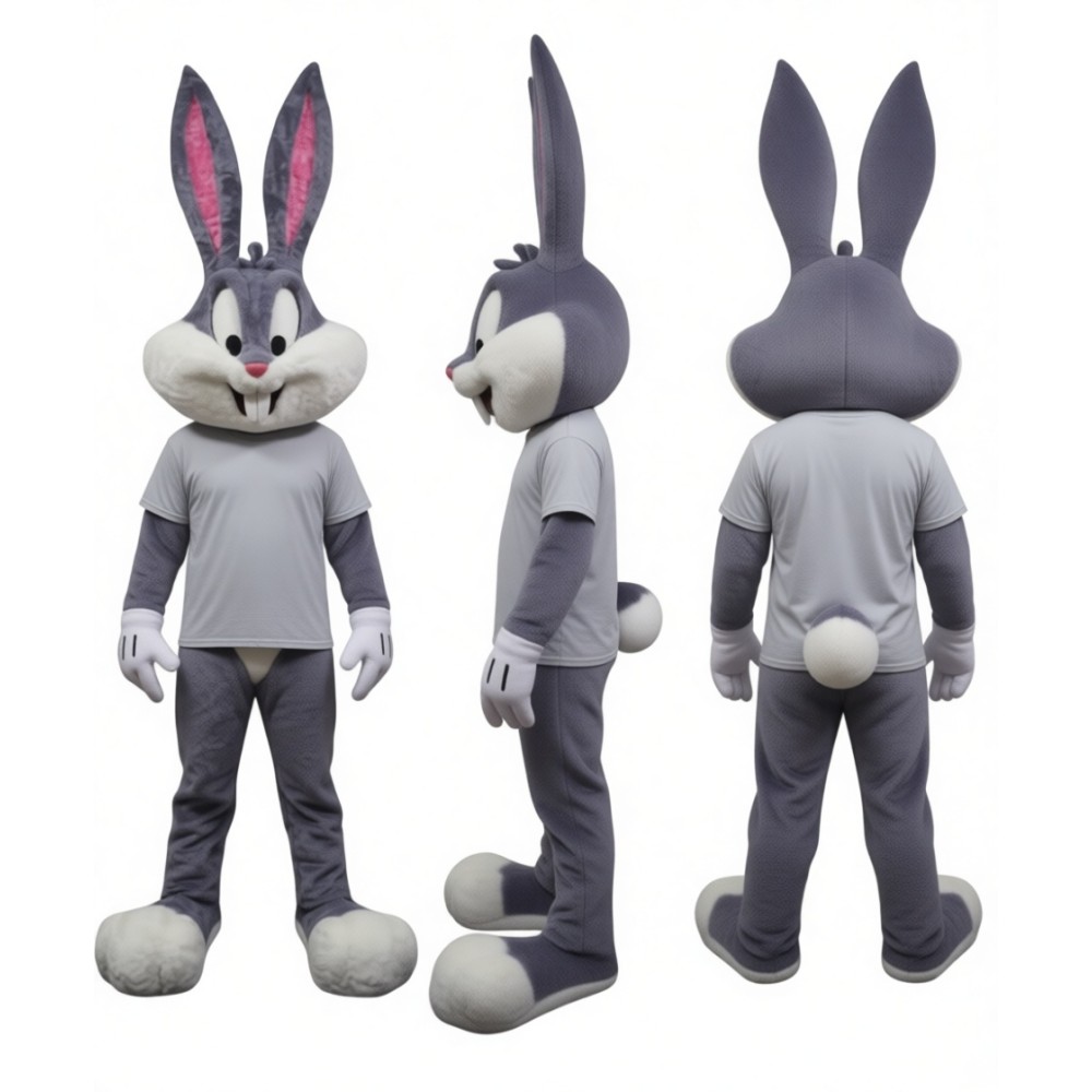 Classic Grey Easter Bunny Mascot Costume – Great for Easter Schools Brand Events