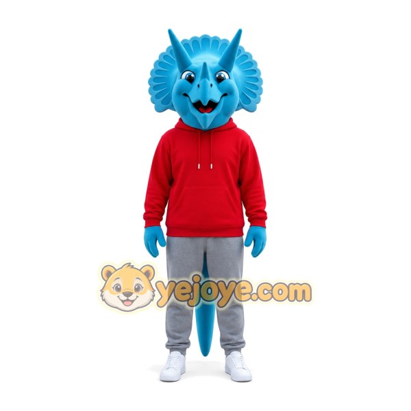 Sport Blue Triceratops Mascot Costume Sport Blue Triceratops Mascot Costume