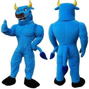 Adorable Blue Bison Mascot Costume for Events Promotions