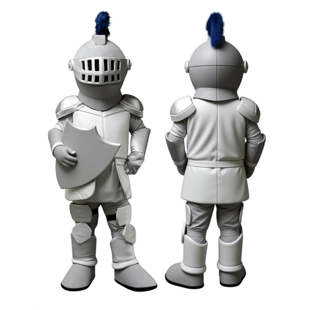 Adorable Grey Warrior School Mascot Costume for Events Promotions