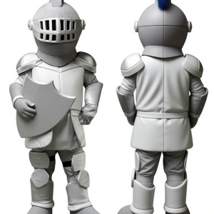 Adorable Grey Warrior School Mascot Costume for Events Promotions