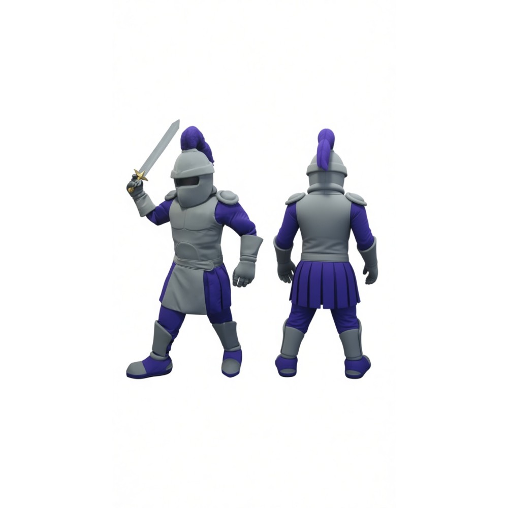Adorable Purple Warrior School Mascot Costume for Events Promotions