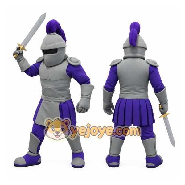 Adorable Purple Warrior School Mascot Costume for Events Promotions