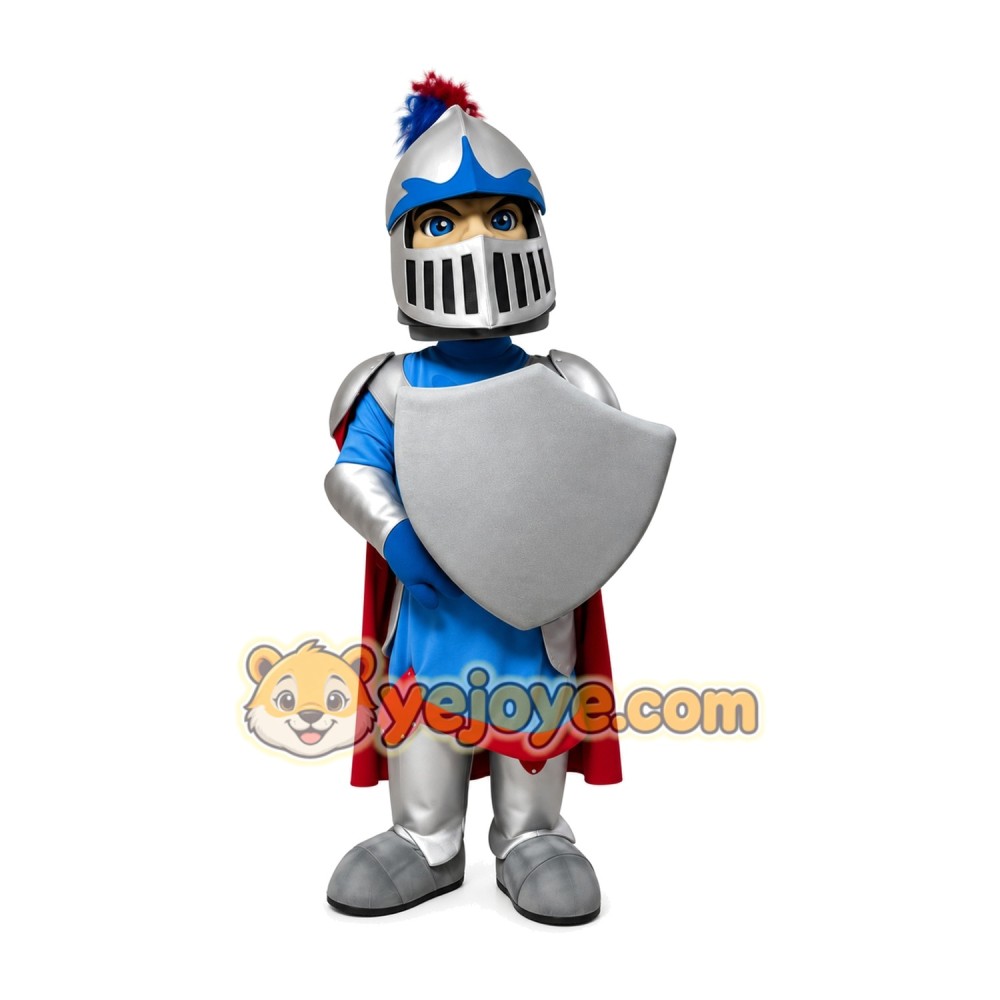 Adorable Red Silver Warrior School Mascot Costume for Events Promotions Adorable Red Silver Warrior School Mascot Costume for Events Promotions