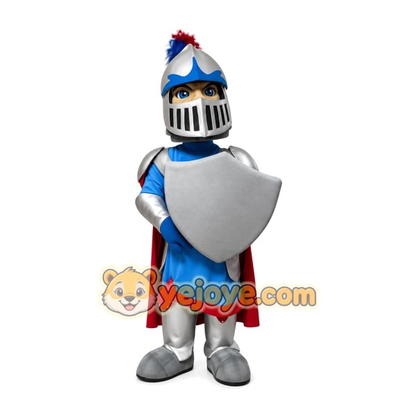 Adorable Red Silver Warrior School Mascot Costume for Events Promotions