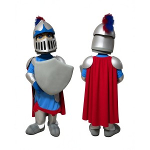 Adorable Red Silver Warrior School Mascot Costume for Events Promotions