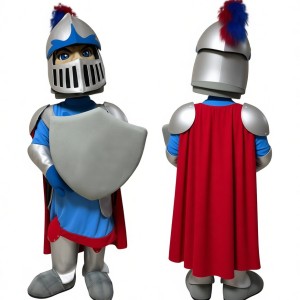 Adorable Red Silver Warrior School Mascot Costume for Events Promotions