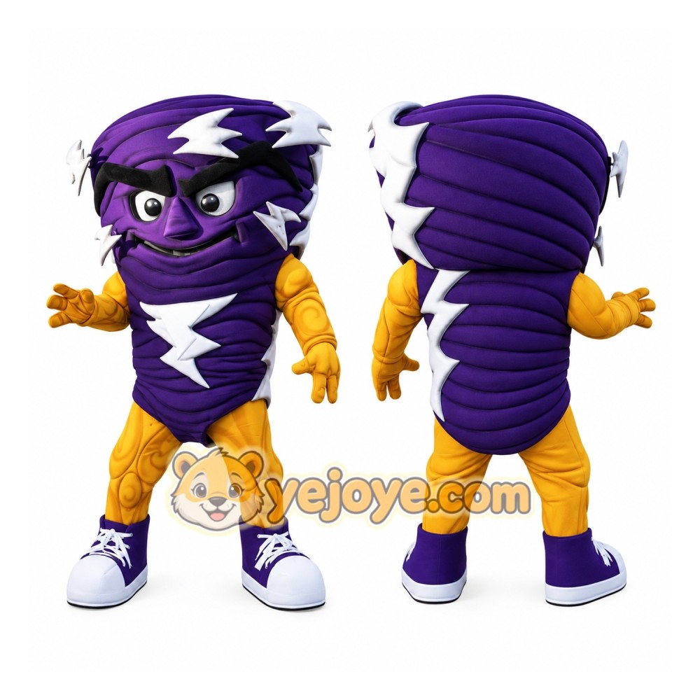 Navy Purple Tornado Mascot Costume Navy Purple Tornado Mascot Costume