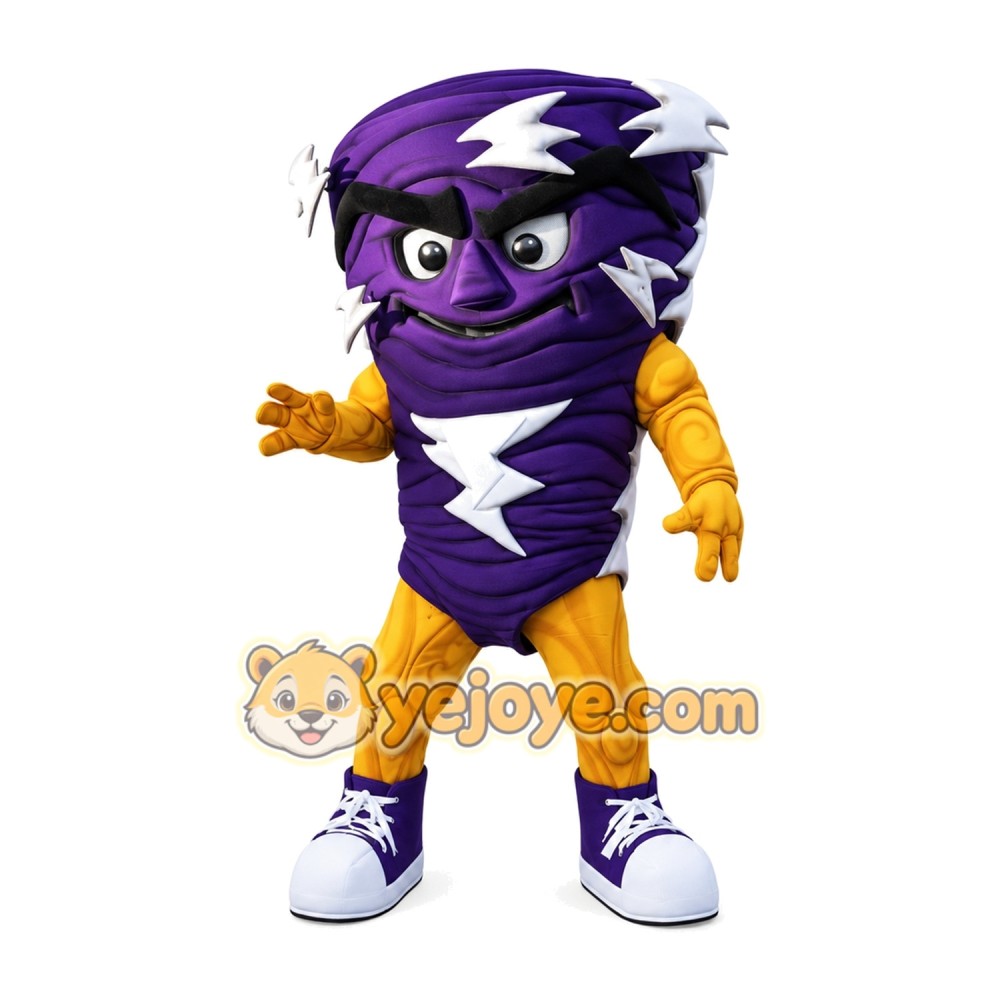 Navy Purple Tornado Mascot Costume Navy Purple Tornado Mascot Costume