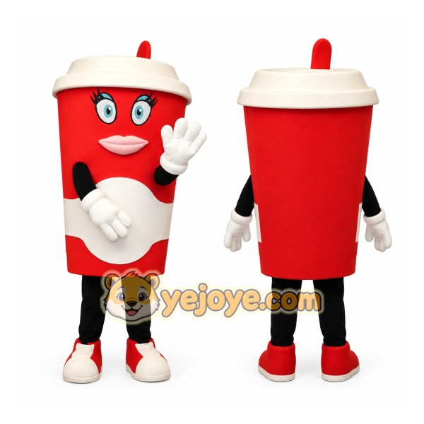 Red Coffee Cup Mascot Costume