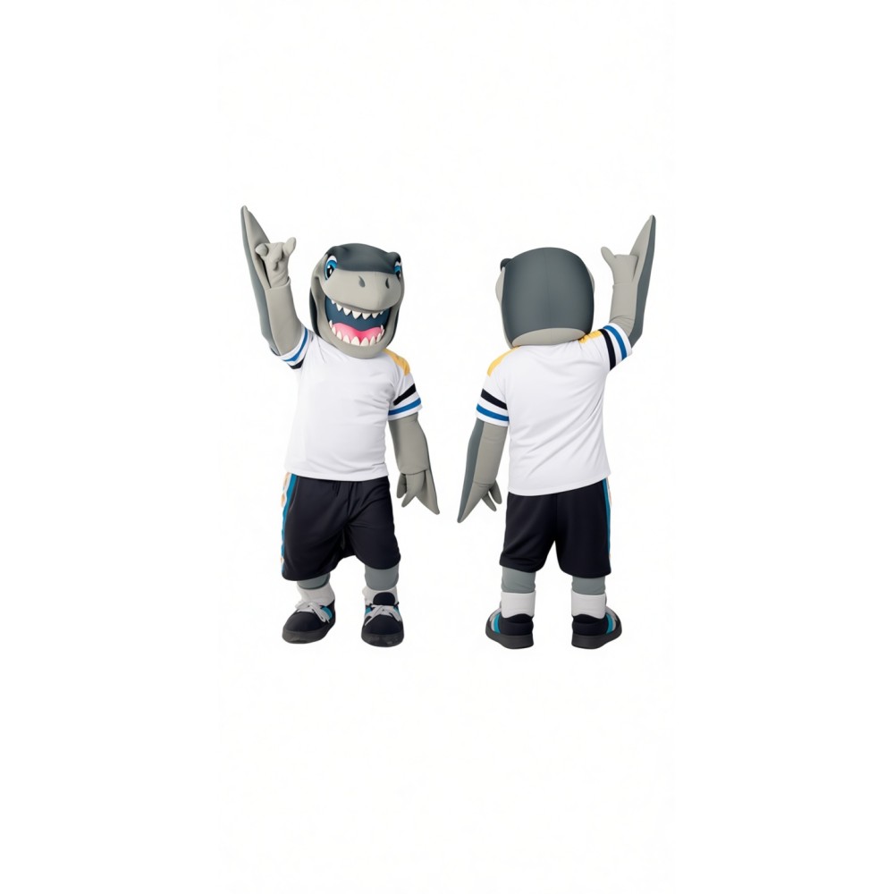 Grey Shark Mascot Costume - Realistic Gray Shark Full-Body Suit for Schools, Sports & Events