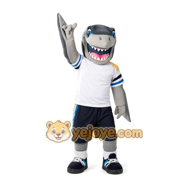 Grey Shark Mascot Costume - Realistic Gray Shark Full-Body Suit for Schools, Sports & Events