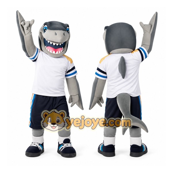 Grey Shark Mascot Costume - Realistic Gray Shark Full-Body Suit for Schools, Sports & Events