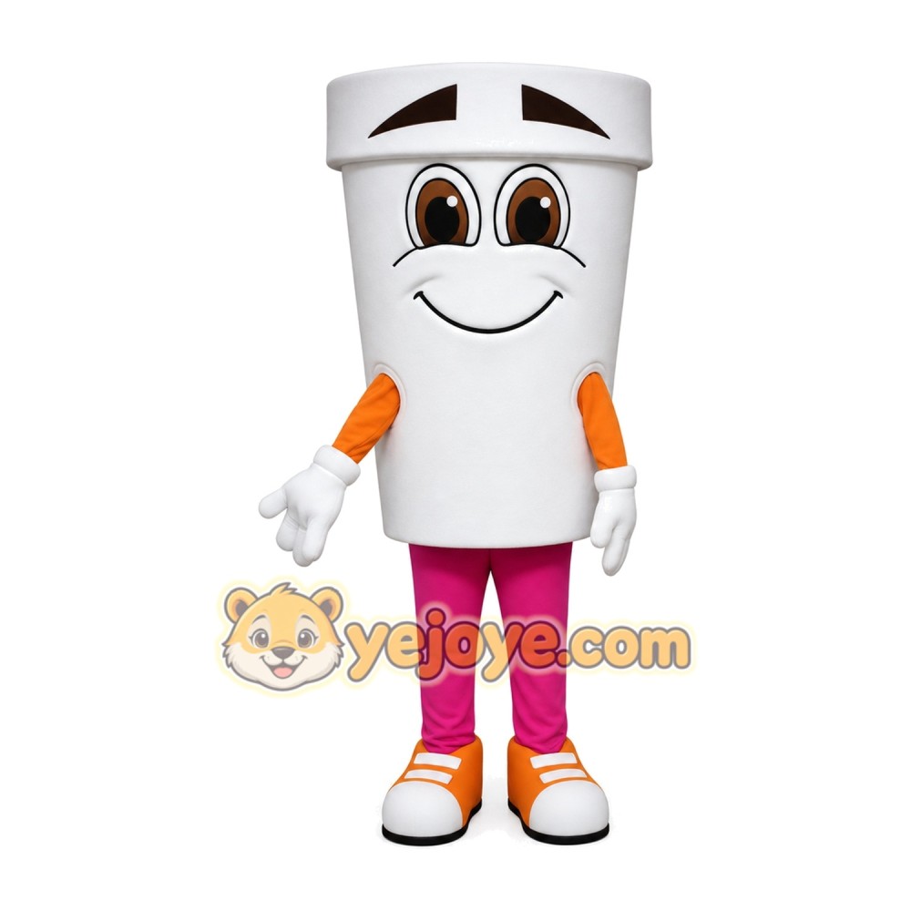 White Cuppy Cup Mascot Costume White Cuppy Cup Mascot Costume
