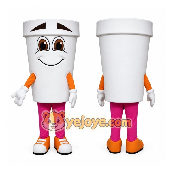 White Cuppy Cup Mascot Costume