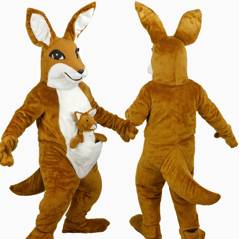 Brown and white kangaroo Mascot Costume