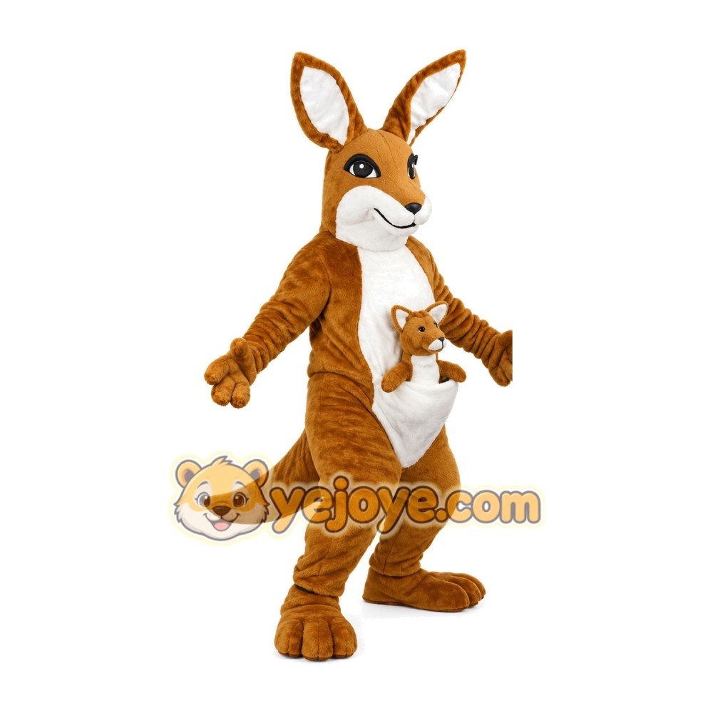 Brown and white kangaroo Mascot Costume Brown and white kangaroo Mascot Costume