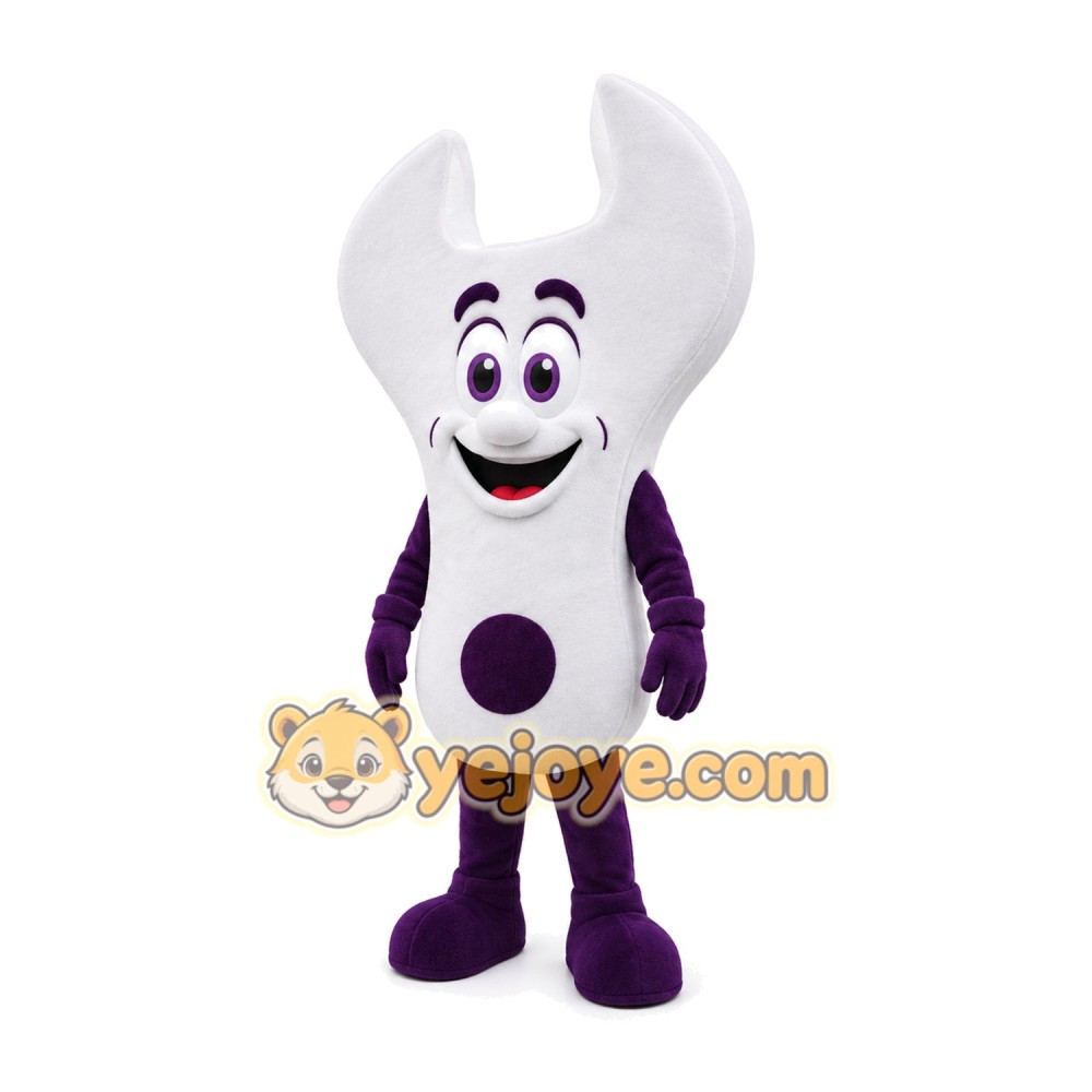 White Wrench Mascot Costume White Wrench Mascot Costume