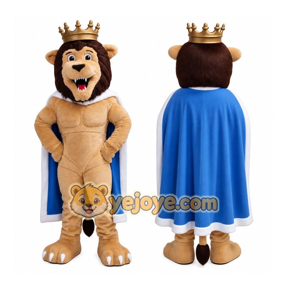 Crown Happy Lion Mascot Costume