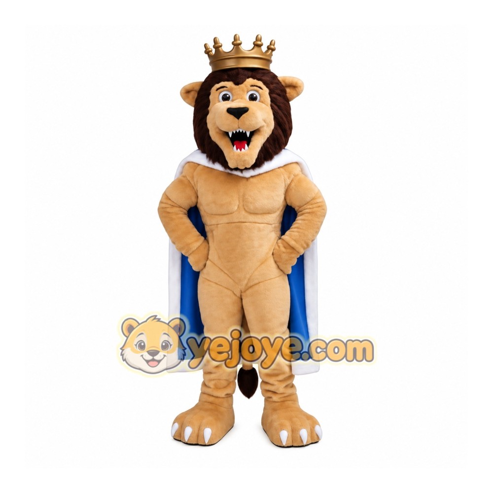Crown Happy Lion Mascot Costume