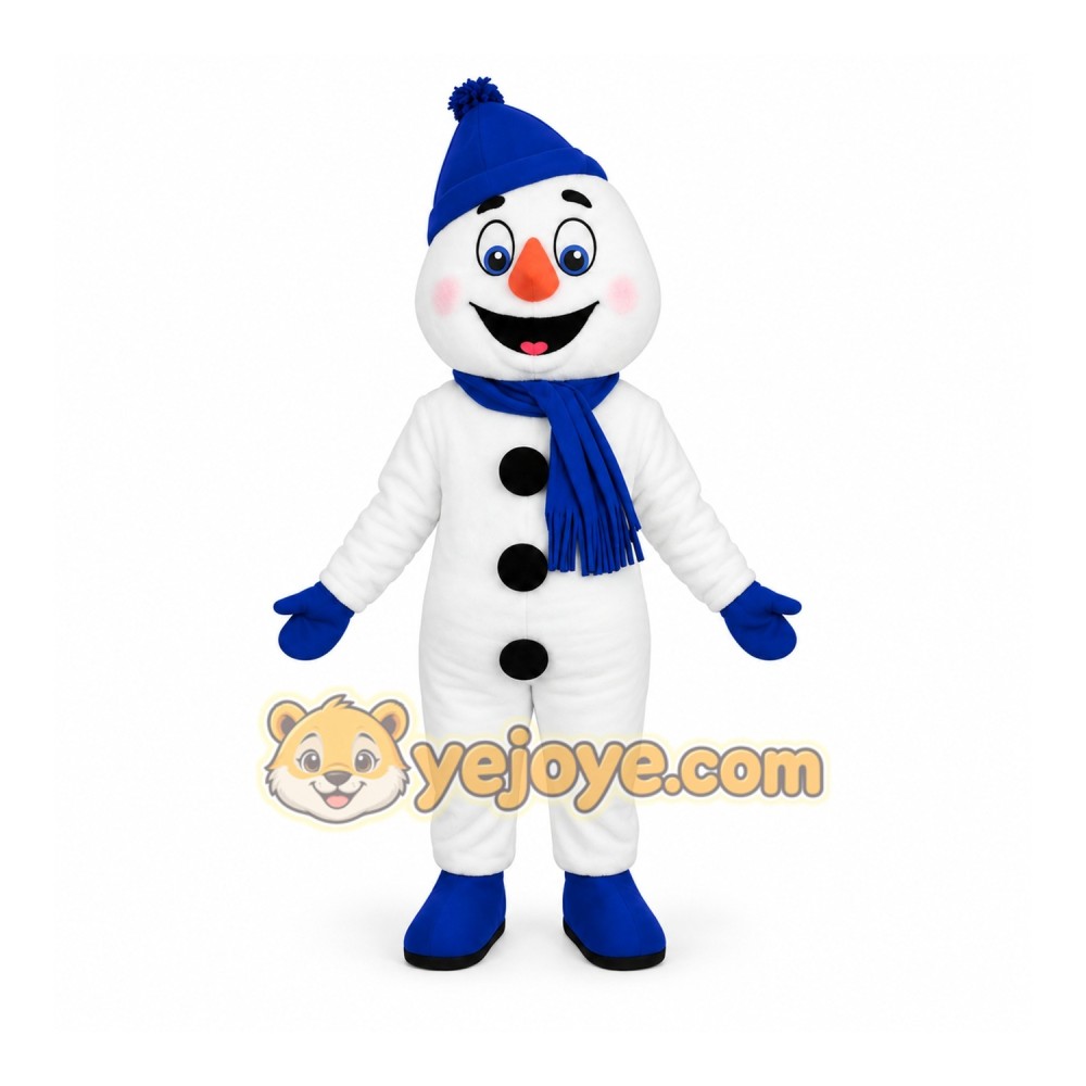 White Adult Snowman Mascot Costume White Adult Snowman Mascot Costume
