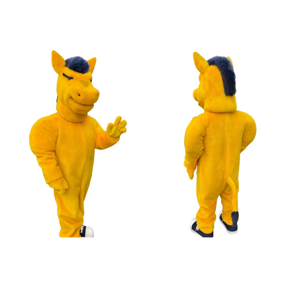 Yellow Horse Mascot Costume, Adult Full Body Suit