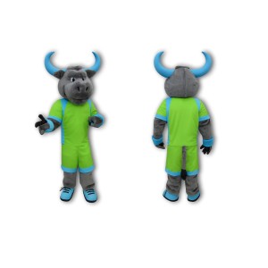 Green Bull Mascot Costume – Adult Full Body Suit