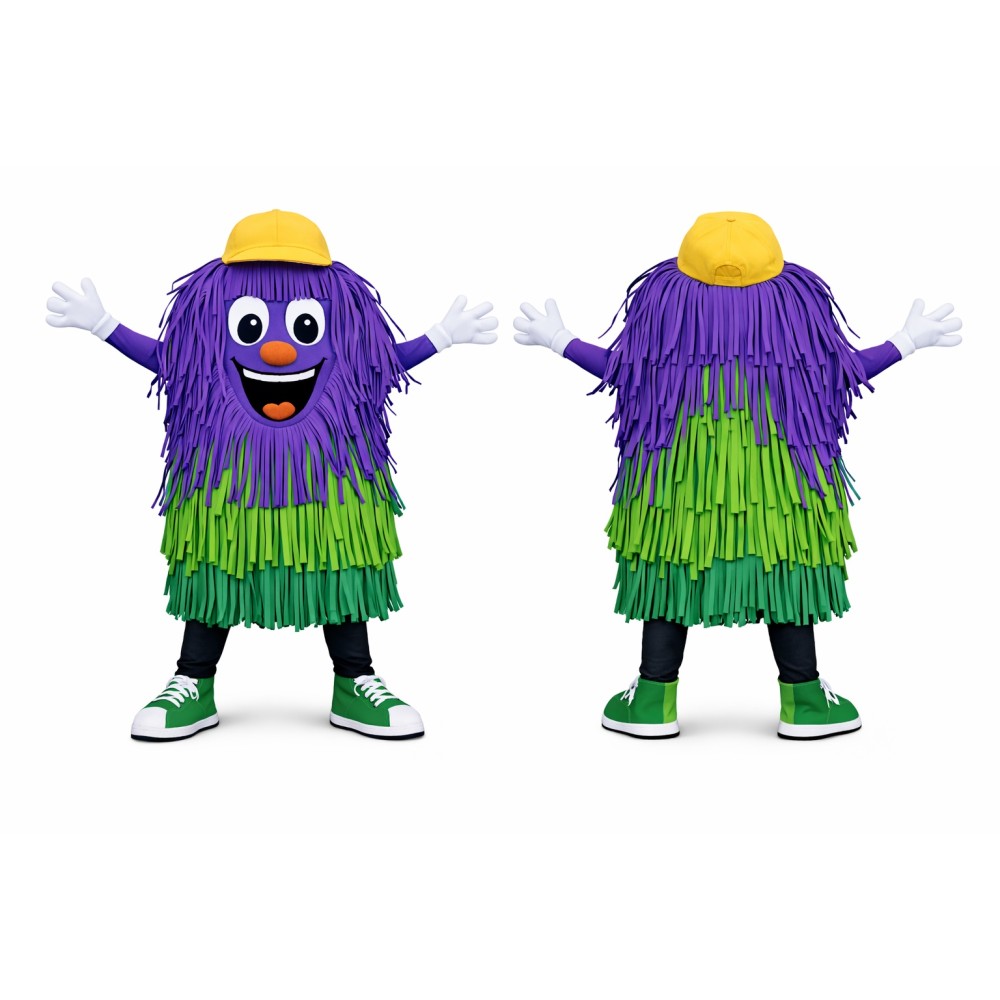 Purple Long Handle Car Wash Brush Mascot Costume