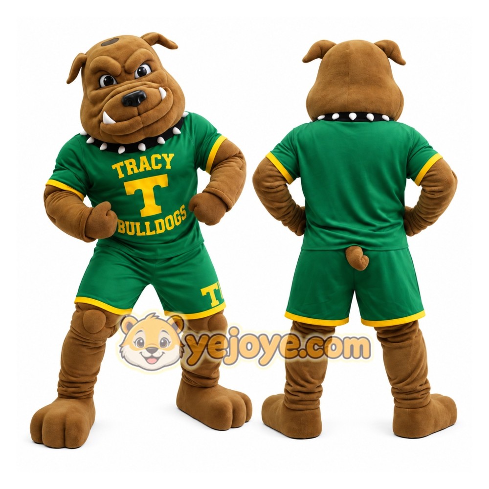 Green Sports Bulldog Mascot Costume Green Sports Bulldog Mascot Costume
