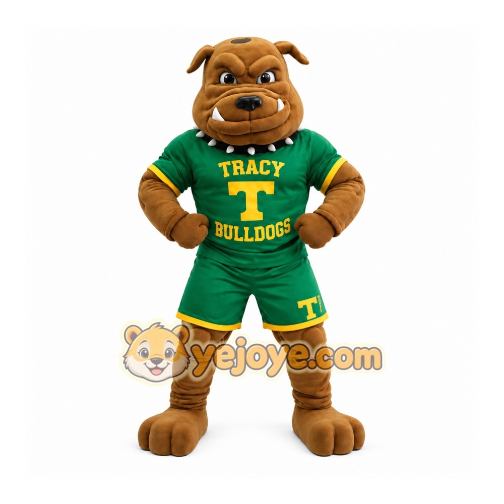 Green Sports Bulldog Mascot Costume Green Sports Bulldog Mascot Costume
