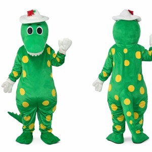 Adult Green Spotted Dinosaur Mascot Costume