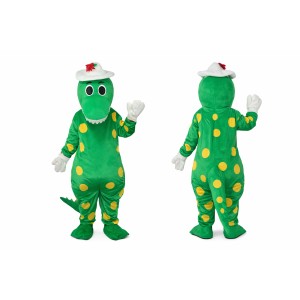 Adult Green Spotted Dinosaur Mascot Costume