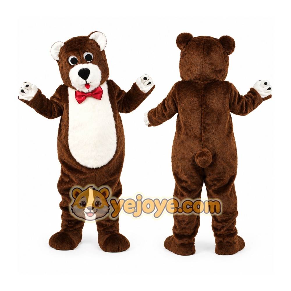 Brown Bear Mascot Costume with Bow Tie Brown Bear Mascot Costume with Bow Tie