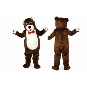 Brown Bear Mascot Costume with Bow Tie