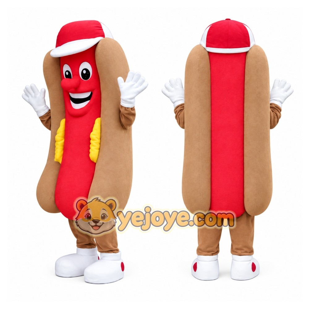 Hot Dog Mascot Costume with Hat Hot Dog Mascot Costume with Hat