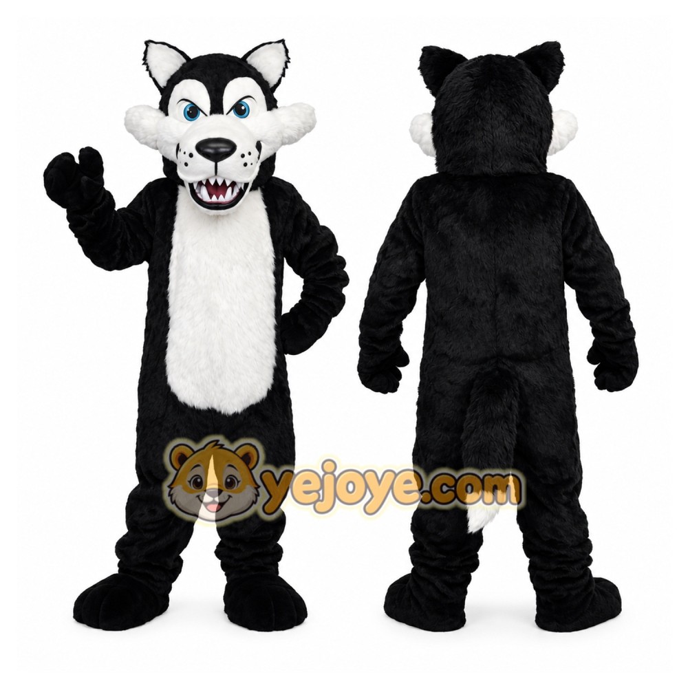 Black Wolf Mascot Costume Black Wolf Mascot Costume