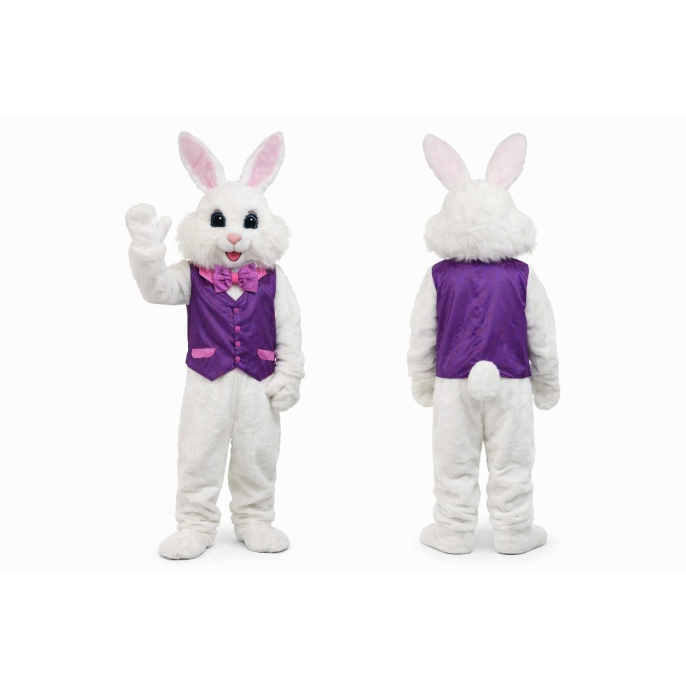 White Easter Bunny Mascot Costume with Vest
