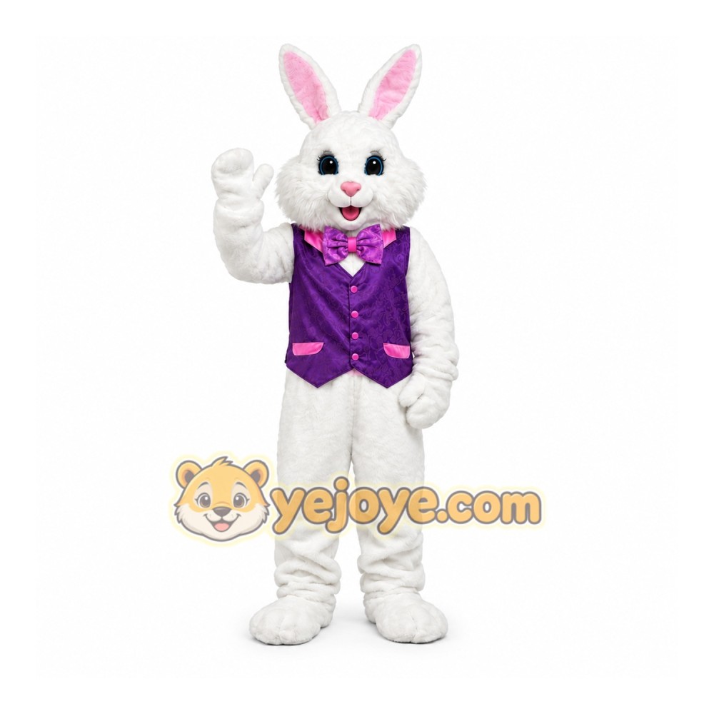 White Easter Bunny Mascot Costume with Vest White Easter Bunny Mascot Costume with Vest