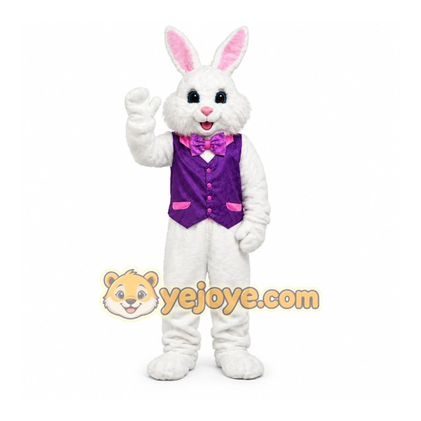 White Easter Bunny Mascot Costume with Vest White Easter Bunny Mascot Costume with Vest