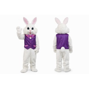 White Easter Bunny Mascot Costume with Vest