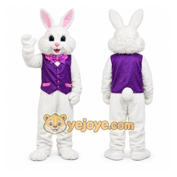 White Easter Bunny Mascot Costume with Vest