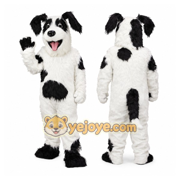 Black and White Dog Mascot Costume