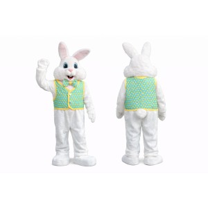 White Bunny Mascot Costume with Vest
