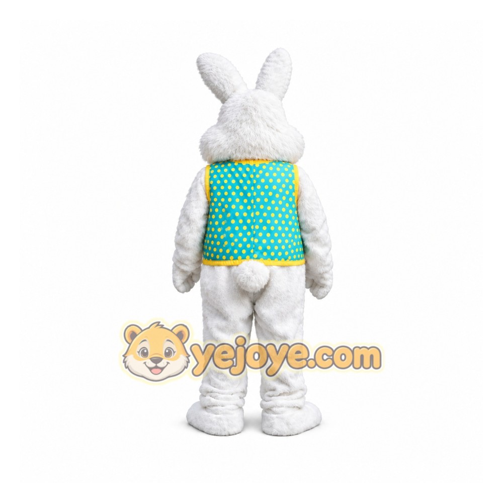 White Bunny Mascot Costume with Vest