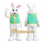 White Bunny Mascot Costume with Vest