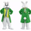 White Rabbit Mascot Costume with Green Coat