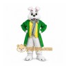 White Rabbit Mascot Costume with Green Coat White Rabbit Mascot Costume with Green Coat