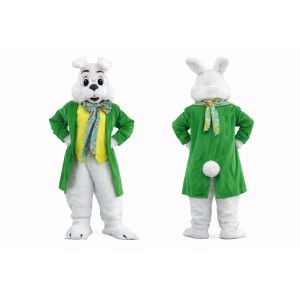White Rabbit Mascot Costume with Green Coat